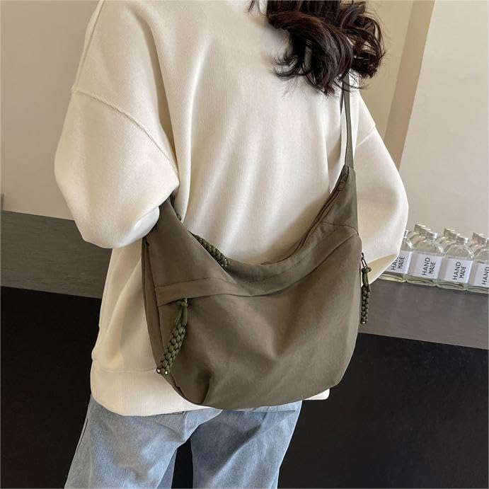 EMGILL Nylon Crescent Crossbody Bag for Women Shoulder Tote Handbag Casual Sling Bag Dumpling Purse Bag for Outdoor Travel - Image 1